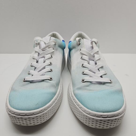 Polo Ralph Lauren Court125 Shoes Womens Tie Dye Turquoise Royal Aqua Canvas 6.5 - Picture 3 of 8